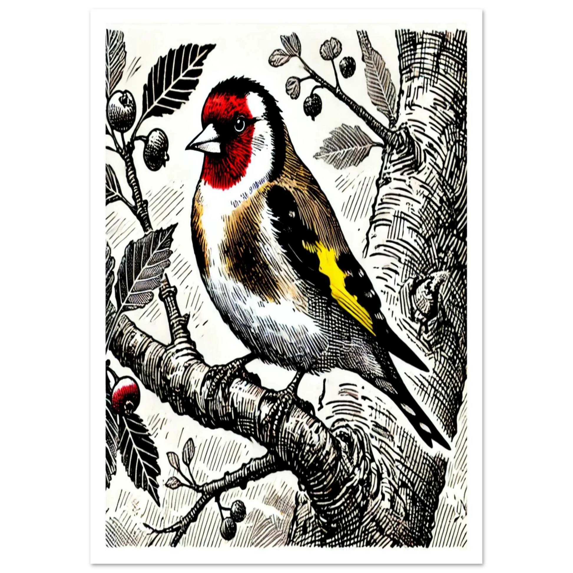 Goldfinch in Tree very colourful