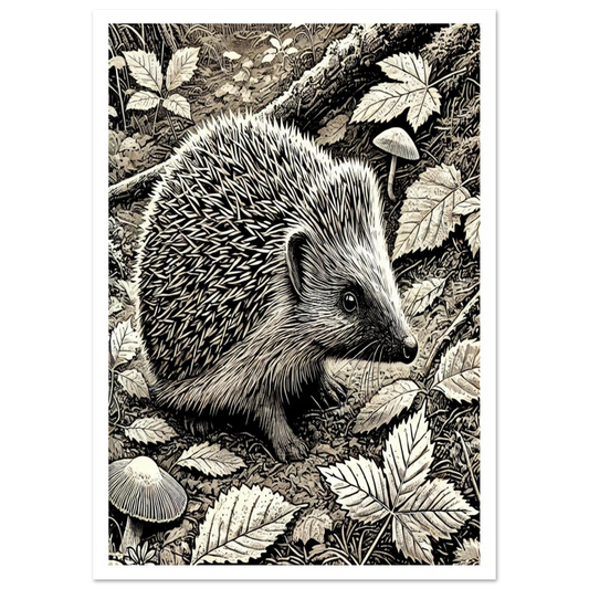 Autumn Hedgehog in leaves.